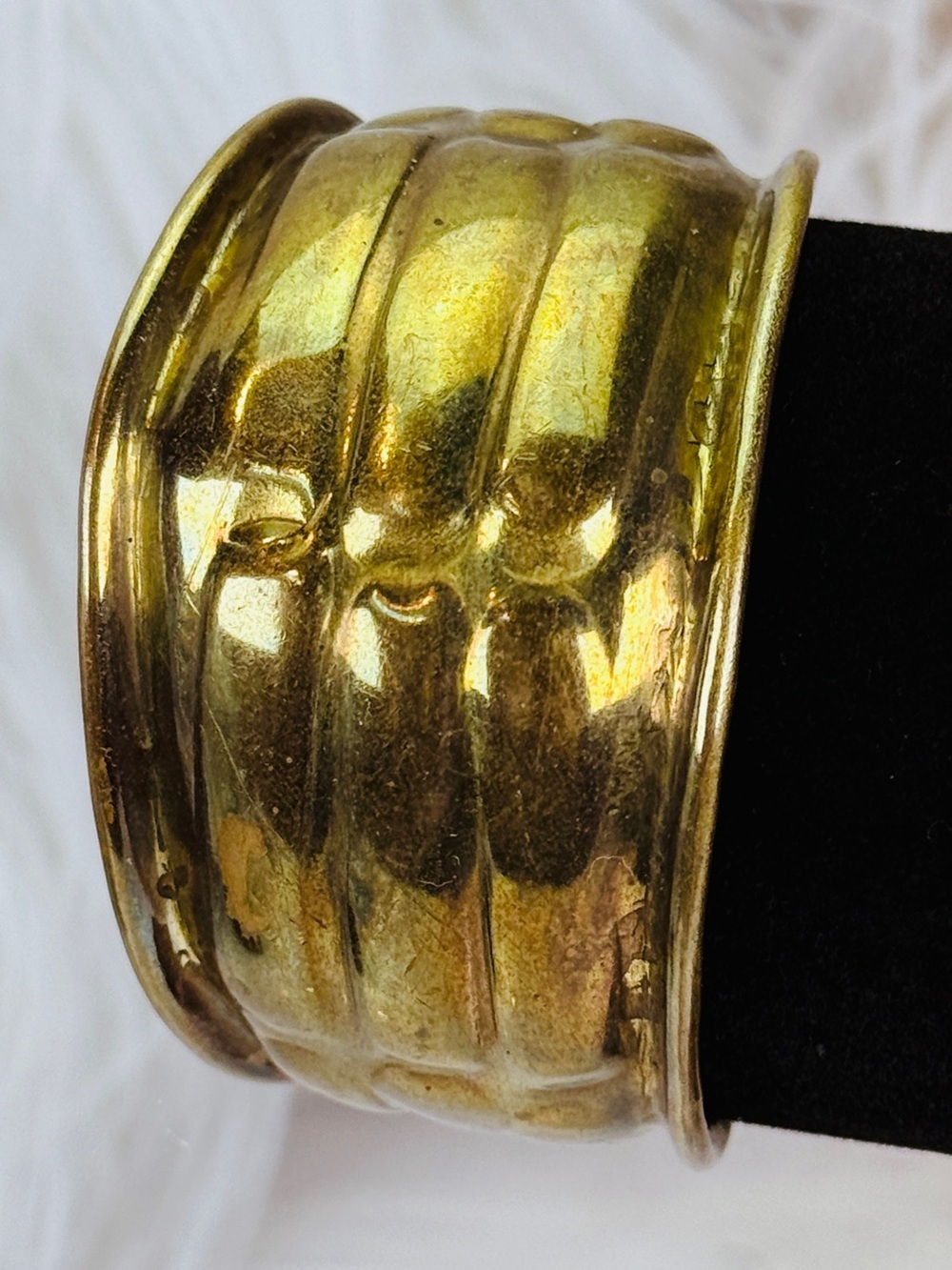 Vintage aged goldtone brass tone wide band, small bohemian Cuff Bracelet